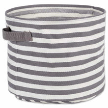 Load image into Gallery viewer, Storage dii fabric round room nurseries closets everyday storage needs asst set of 3 gray stripe laundry bin assorted sizes