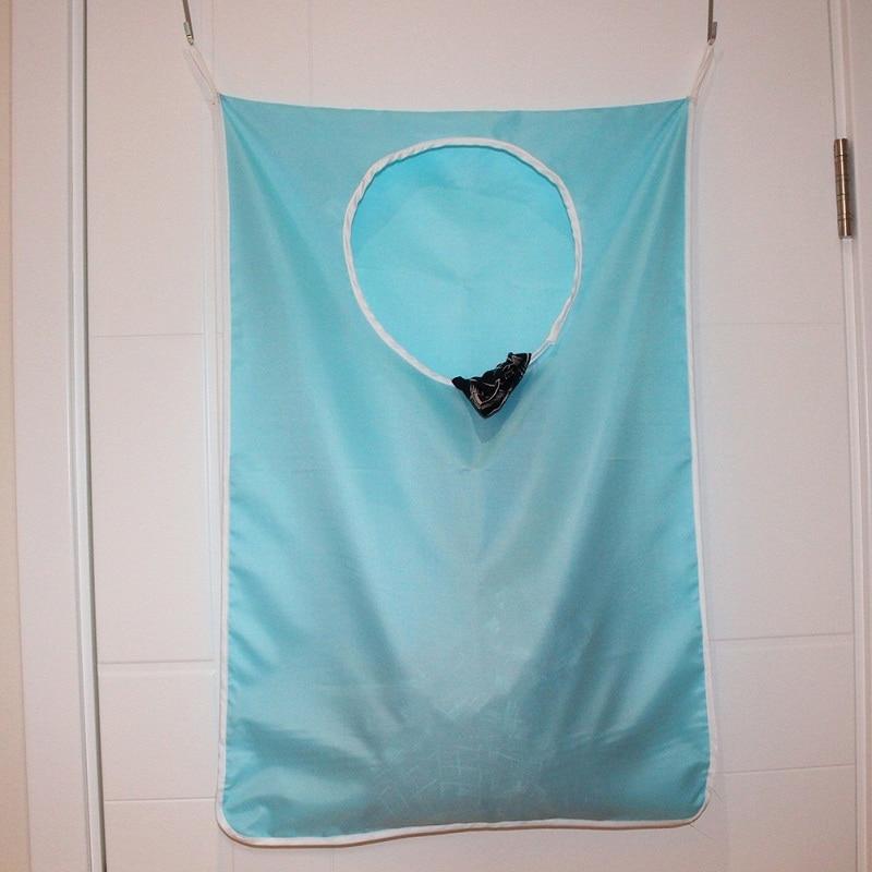 1Pcs Household Door Hanging Laundry Bag	Wall Mounted Home Laundry Hamper Organizer Bag With Stainless Steel and Suction Cup Hook