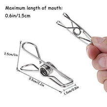 Load image into Gallery viewer, Discover the 120 pack stainless steel cloth pin 2 2 inch clothesline hook for socks towel bag scarfs hang drying rack tool laundry kitchen cord wire line clothespins pegs file paper bookmark s binder metal clip