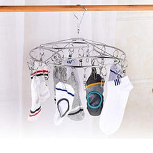 Load image into Gallery viewer, Featured stainless steel clothes drying racks laundry drip hanger laundry clothesline hanging rack set of 24 clothespins for drying clothes towels underwear lingerie socks