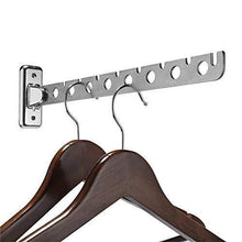 Load image into Gallery viewer, Buy catanexus hanger holder stainless steel wardrobe organizer wall mounted clothes bar folding garment drying rack with swing arm hook closet storage organizer for laundry room bedrooms bathrooms