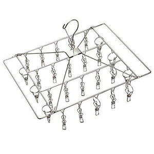 On amazon duofire stainless steel clothes drying racks laundry drip hanger laundry clothesline hanging rack set of 26 metal clothespins rectangle for drying clothes towels underwear lingerie socks