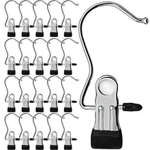 Load image into Gallery viewer, Latest yclove 20 pack laundry hook boot clips hanger clips hold hanging clothes pins hooks portable stainless steel home travel hangers clips heavy duty closet organizer hangers pants shoes towel socks hats