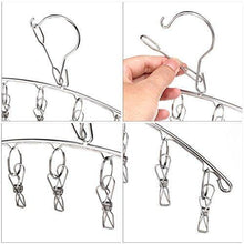 Load image into Gallery viewer, Get 3 pack stainless steel laundry drying rack clothes hanger with 10 clips for drying socks drying towels diapers bras baby clothes underwear socks gloves