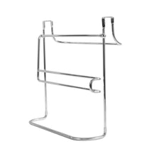 Load image into Gallery viewer, Storage 10 5 in x 12 in x 5 75 in sturdy steel construction durable portable and versatile over the cabinet dual towel bar and bottle organizer in chrome for your kitchen bathroom laundry