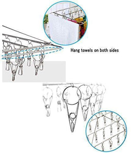 Purchase duofire stainless steel clothes drying racks laundry drip hanger laundry clothesline hanging rack set of 26 metal clothespins rectangle for drying clothes towels underwear lingerie socks