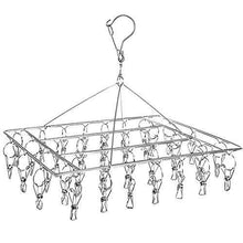 Load image into Gallery viewer, Results duofire stainless steel clothes drying racks laundry drip hanger laundry clothesline hanging rack set of 36 metal clothespins rectangle for drying clothes towels underwear lingerie socks