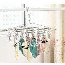 Load image into Gallery viewer, Related duofire stainless steel clothes drying racks laundry drip hanger laundry clothesline hanging rack set of 26 metal clothespins rectangle for drying clothes towels underwear lingerie socks