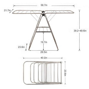 Kitchen soges folding clothes drying rack stainless steel laundry rack dry hanger stand with shoe rack easy storage indoor outdoor use ks k8008