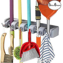 Load image into Gallery viewer, Organize with feir mop broom holder wall mounted kitchen hanging garage utility tool organizers and storage rack for commercial bathroom laundry room closet gardening