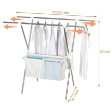 Load image into Gallery viewer, Kitchen storage maniac expandable clothes drying rack heavy duty stainless steel laundry garment rack 38 61 inch wide