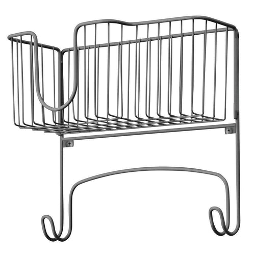 Budget mdesign metal wall mount ironing board holder with large storage basket holds iron board spray bottles starch fabric refresher for laundry rooms graphite gray