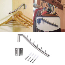 Load image into Gallery viewer, Exclusive wall mount clothing rack 2 pack stainless steel hanging drying clothes hanger with swing arm holder heavy duty laundry closet storage organizer rod space saver clothing for bedrooms bathrooms