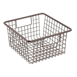 Top rated mdesign farmhouse decor metal wire food storage organizer bin basket with handles for kitchen cabinets pantry bathroom laundry room closets garage 10 25 x 9 25 x 5 25 4 pack bronze