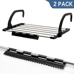 Discover the candumy folding laundry towel drying rack balcony windowsill fence guardrail corridor stainless steel retractable clothes hanging racks with clips for drying socks set of 2