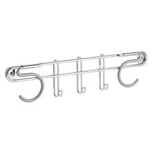 Load image into Gallery viewer, Shop mdesign wall mount metal storage organizers for kitchen includes paper towel holder with multi purpose shelf and broom mop holder with 3 hooks for pantry laundry garage 2 piece set chrome