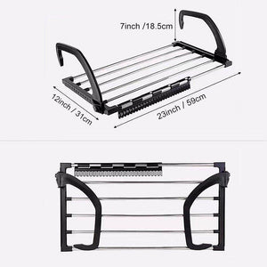 Explore candumy folding laundry towel drying rack balcony windowsill fence guardrail corridor stainless steel retractable clothes hanging racks with clips for drying socks set of 2
