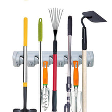 Load image into Gallery viewer, Buy mop broom holder garden tools wall mounted commercial organizer saving space storage rack for kitchen garden and garage laundry offices5 position with 6 hooks