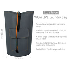 Load image into Gallery viewer, Buy wowlive extra large laundry bag laundry backpack hanging laundry hamper adjustable shoulder straps camping bag waterproof durable travel collage apartment dorm sports dark grey