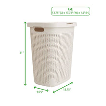 Load image into Gallery viewer, Home mind reader 50hamp ivo 50 liter hamper laundry basket with cutout handles washing bin dirty clothes storage bathroom bedroom closet ivory