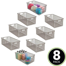 Load image into Gallery viewer, Budget mdesign farmhouse decor metal wire bathroom organizer storage bin basket for cabinets shelves countertops bedroom kitchen laundry room closet garage 16 x 9 x 6 in 8 pack bronze