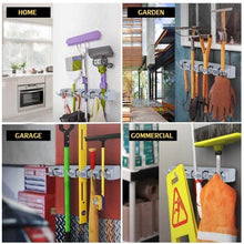 Load image into Gallery viewer, Order now feir mop broom holder wall mounted kitchen hanging garage utility tool organizers and storage rack for commercial bathroom laundry room closet gardening
