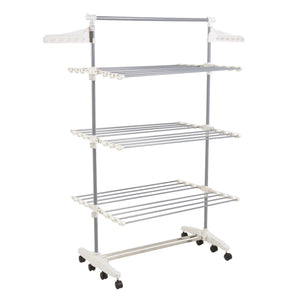Online shopping heavy duty 3 tier laundry rack stainless steel clothing shelf for indoor outdoor use with tall bar best used for shirts towels shoes everyday home