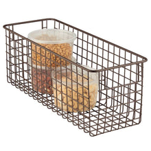 Load image into Gallery viewer, Buy mdesign farmhouse decor metal wire food storage organizer bin basket with handles for kitchen cabinets pantry bathroom laundry room closets garage 16 x 6 x 6 4 pack bronze