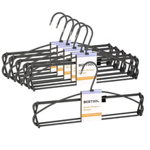 Load image into Gallery viewer, Discover the best bestool hangers heavy duty pant hangers non slip space saving trouser hanger wire stainless steel flocked hangers for men women and kids clothes 4 tier laundry closet hanger 6 pack