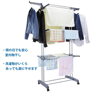 Buy now voilamart clothes drying rack 3 tier with wheels foldable clothes garment dryer compact storage heavy duty stainless steel hanger laundry indoor outdoor airer