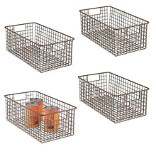 Load image into Gallery viewer, Buy now mdesign farmhouse decor metal wire food organizer storage bin basket with handles for kitchen cabinets pantry bathroom laundry room closets garage 16 x 9 x 6 in 4 pack bronze