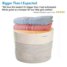 Load image into Gallery viewer, Save on solaya large rope basket storage 17x15 hand woven decorative large natural cotton basket with handles round laundry hamper clothes diapers toys towels blankets kids nursery