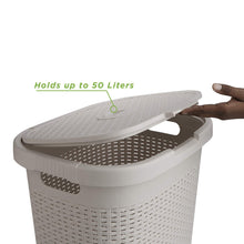 Load image into Gallery viewer, Latest mind reader 50hamp ivo 50 liter hamper laundry basket with cutout handles washing bin dirty clothes storage bathroom bedroom closet ivory