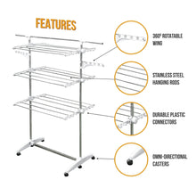 Load image into Gallery viewer, Amazon best stainless drying clothes rack portable rolling drying rack for laundry baby clothes drying hangers rack stainless drying racks for laundry 3 tier drying racks for laundry by kp solutions