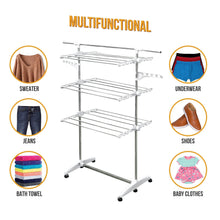 Load image into Gallery viewer, Best stainless drying clothes rack portable rolling drying rack for laundry baby clothes drying hangers rack stainless drying racks for laundry 3 tier drying racks for laundry by kp solutions