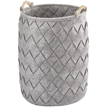 Load image into Gallery viewer, AMY Polyester Round Hamper Laundry Organizer Basket With Wood Carry Handles